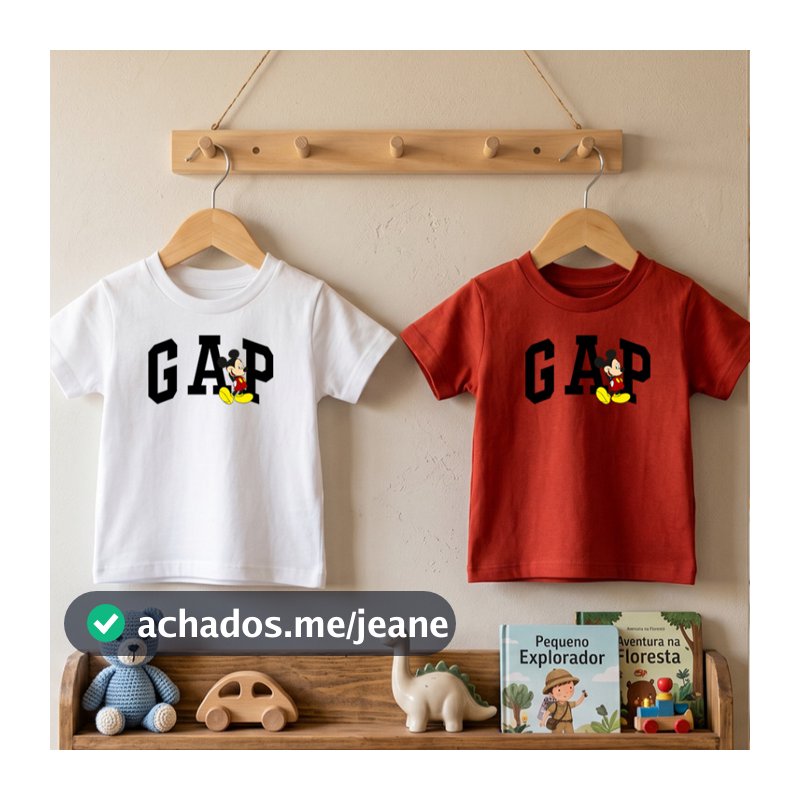 Kit 2 Camisetas Infantil Mickey Estilo GAP | 100% Algodão Premium