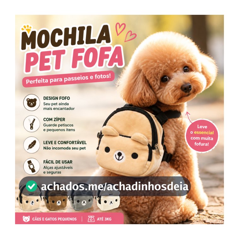 Mochila Pet Fofa Urso Para Cachorro Pequeno Gato Bolsa Acessório Passeio Fotografia