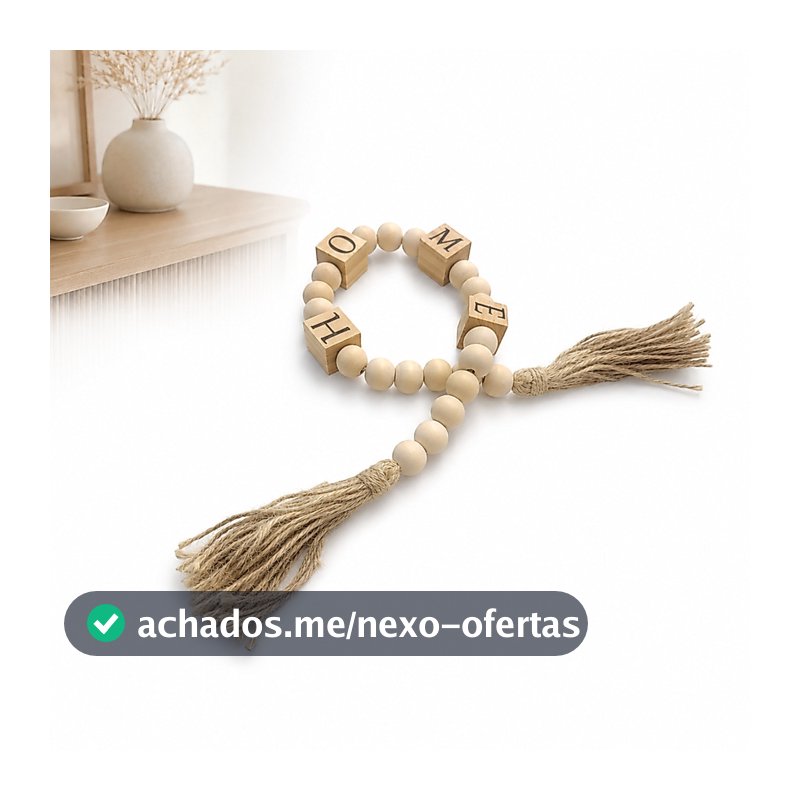 Colar Mesa Decorativo Madeira Home 71cm Boho Natural