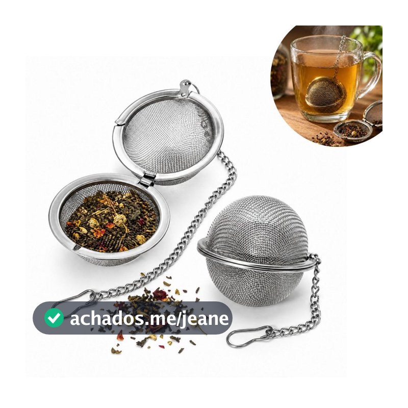 Infusor Cha Inox Difusor Peneira Coador Corrente Bolinha Kit Chá Cozinha