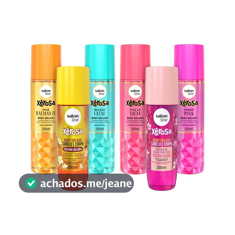 Kit Xêrosa Body Splash Verão Árabe, Poder das Divas, Poder Pink, Miss Radiante, Beleza Fatal e Viva La Vida