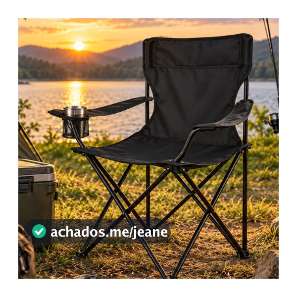 Cadeira Camping Pesca Dobrável 120kg Porta Copos Bolsa Portátil Ômega