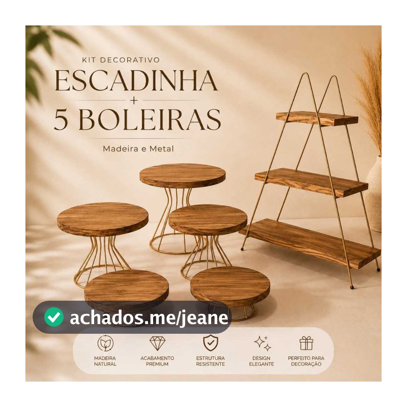 kit 5 boleiras + prateleiras decorativa escadinha