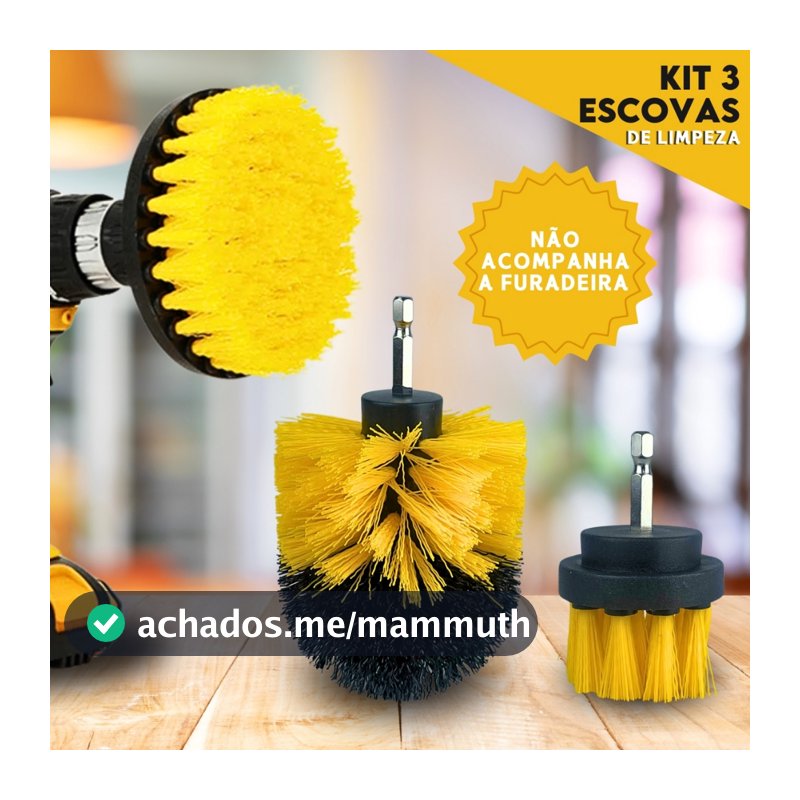 Kit 3 Escovas De Limpeza Para Parafusadeira Furadeira - NL