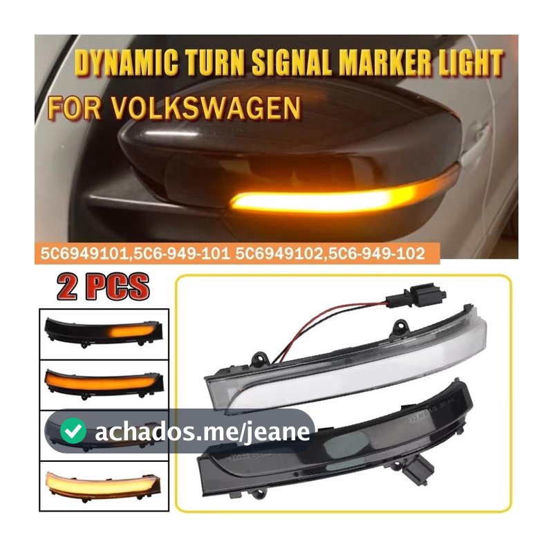 2 pisca-pisca LED dinâmicos, adequados para Volkswagen GOL Saveiro, Voyage, FOX e UP