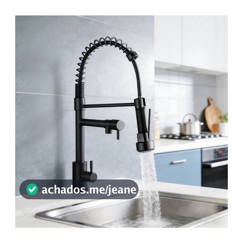 Torneira Gourmet Industrial de Bancada Mola Retrátil Cromada Spray 360°