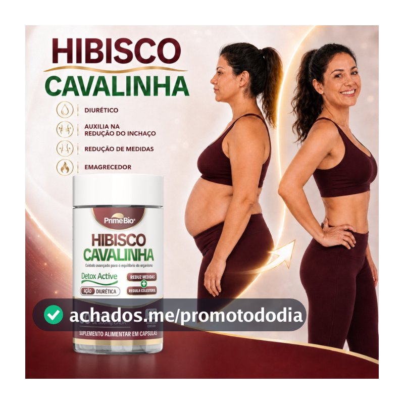 Hibisco + Cavalinha Suplemento Diurético Retenção de Líquido e Queima de Gordura
