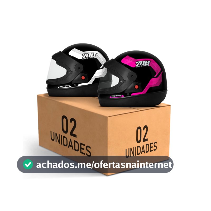 Kit Capacete Moto Masculino e Feminino Integral Pro Tork Sport Moto 788 Viseira Automática Branco