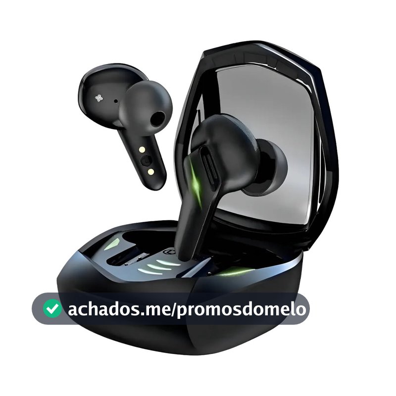 Fone In-ear Gamer Kaidi KD-776 Preto e Branco Bluetooth 5.3 TWS Com Microfone