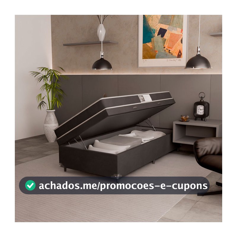 Cama Box Baú Solteiro + Colchão Espuma D20 - Suede Preto