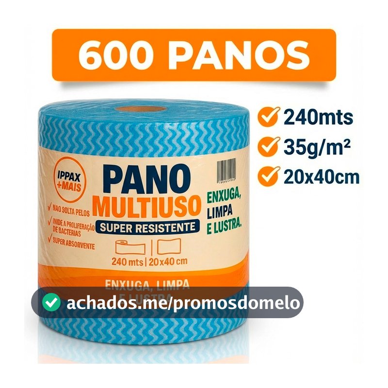 600 Panos  Multiuso Bobina 20x40 240m Tipo Perfex Limpa Rolo Bobina Pano Cor Azul