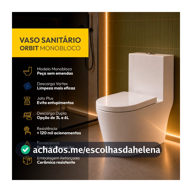 Vaso Sanitário Monobloco Orbit ou Vertex Completo com Caixa Acoplada Privada Cerâmica Branca Alut