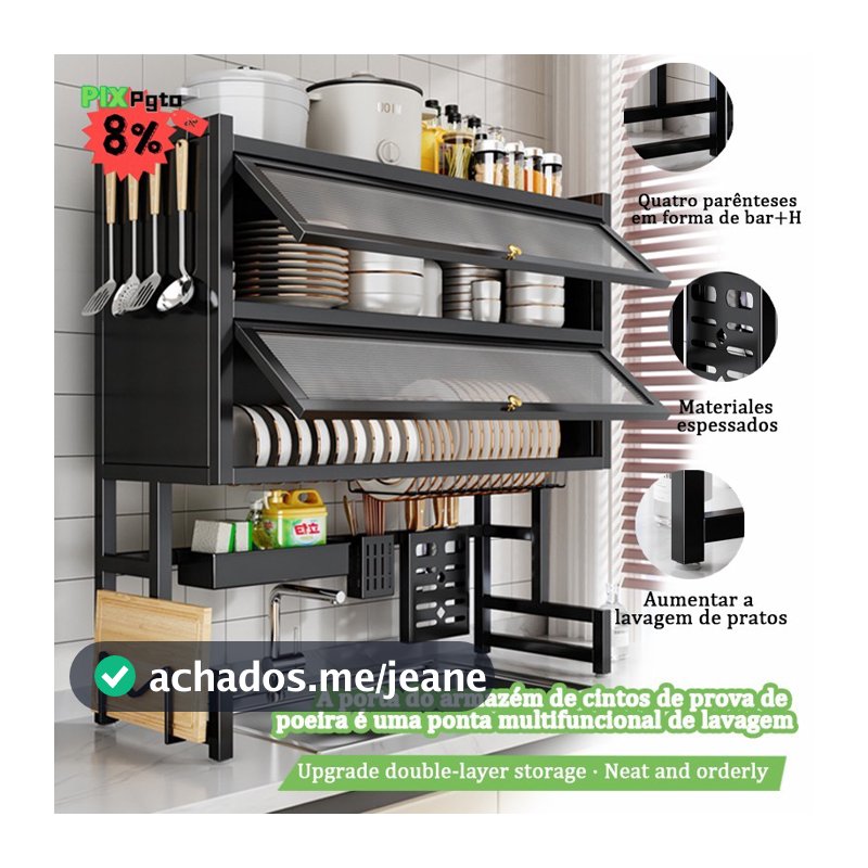 Escorredor de Louças Kitchen Rack organizador de cozinha com Porta Acrílica