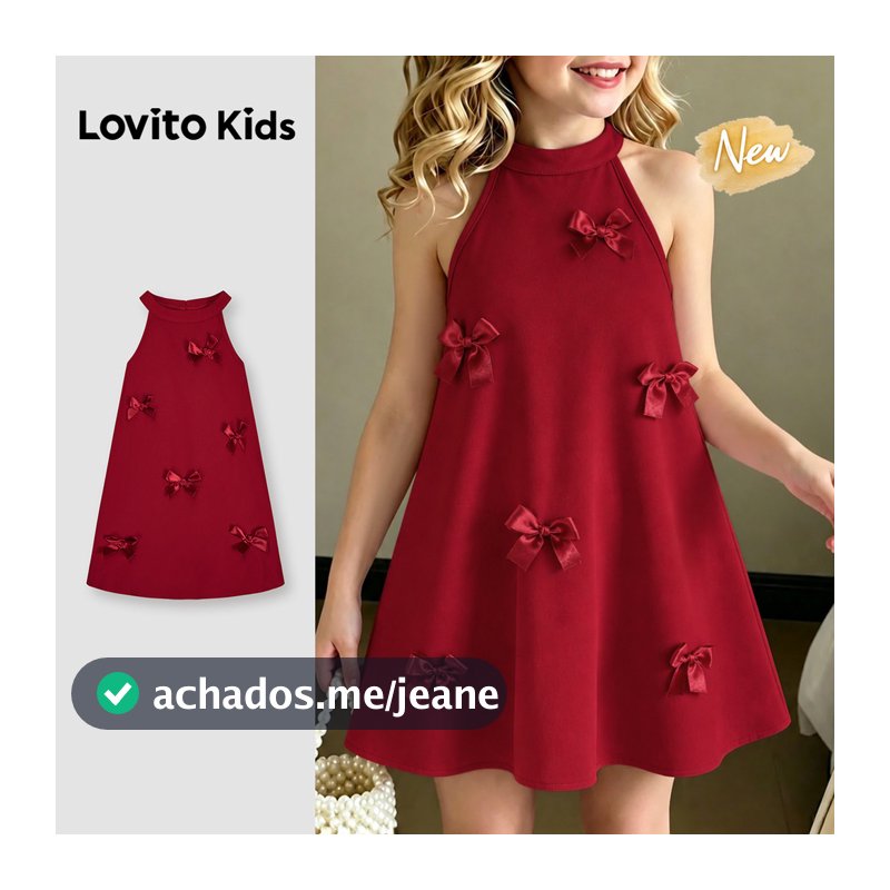 (New Arrival) Lovito Kids Vestido Casual Elegante Bordô Evasê Na Altura Do Joelho Para Menina Para Primavera/verão Ano Novo Chinês Feriados E Fins De Semana DRB210BK031