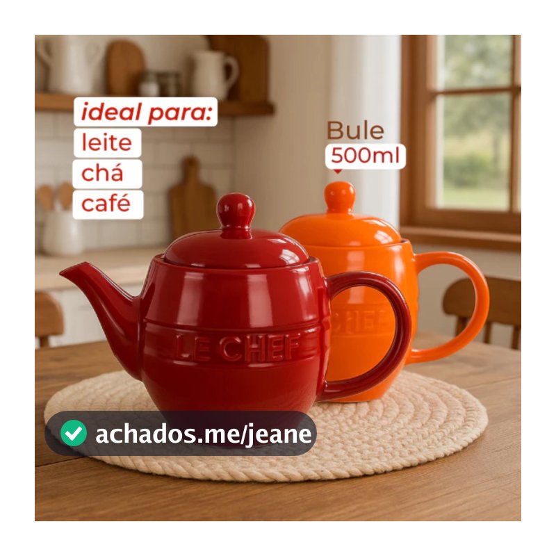 Bule Le Chef Cerâmica Laranja 500ml Chá Café Linha Le Chef