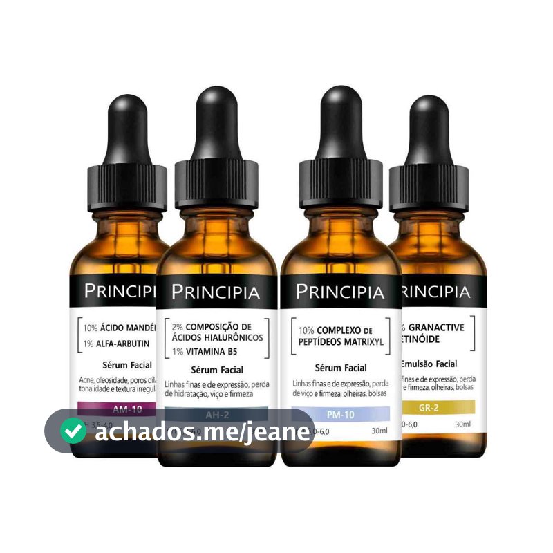 Principia Kit 4 Séruns Mandélico + Hialurônicos + Peptídeos + Retinóide