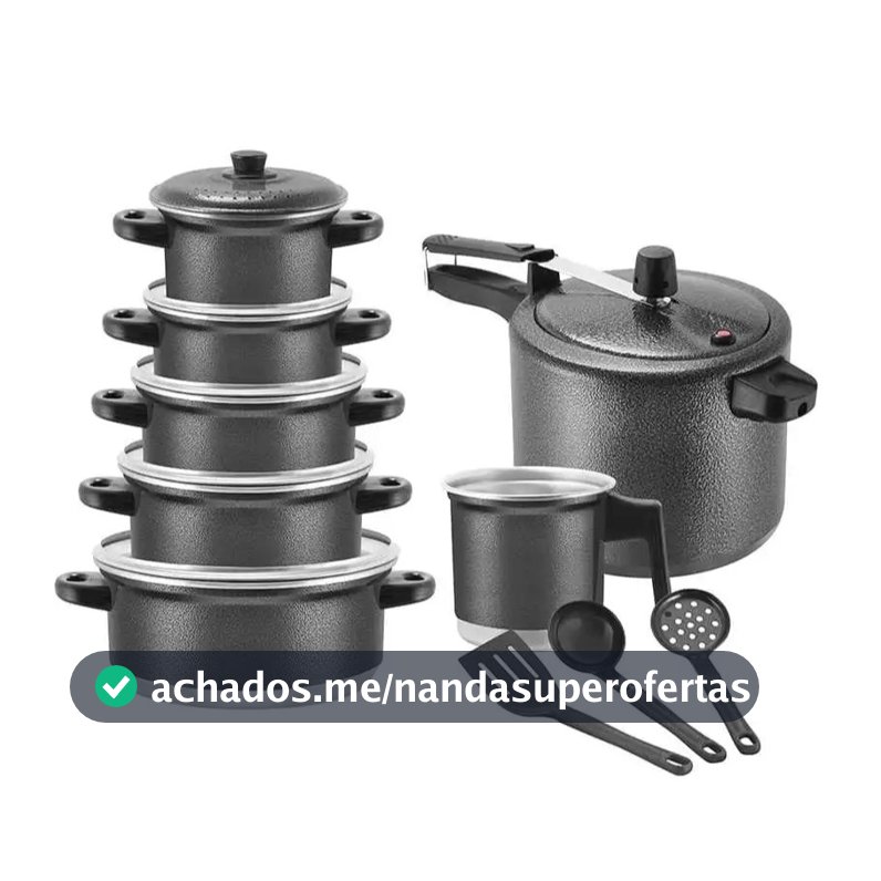 Kit 10 Peças Jogo de Panelas Conjunto Pressão Leiteira e Talhares Alumínio Extra Forte