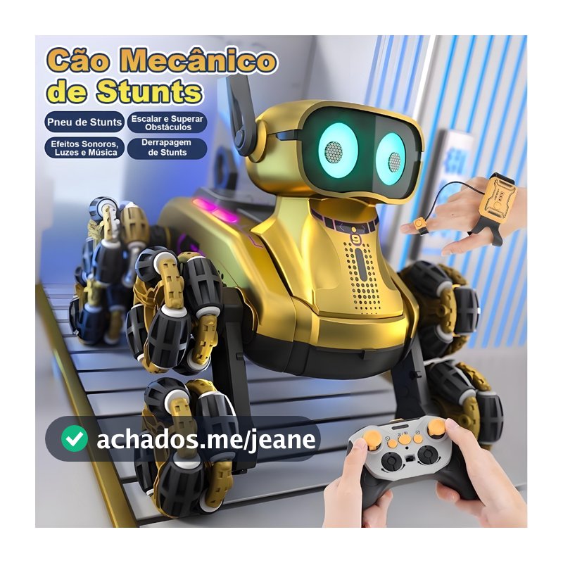 Cão Robô Inteligente De Controle Duplo | Gesto E Remoto Todo-Terreno De 8 Rodas Programável