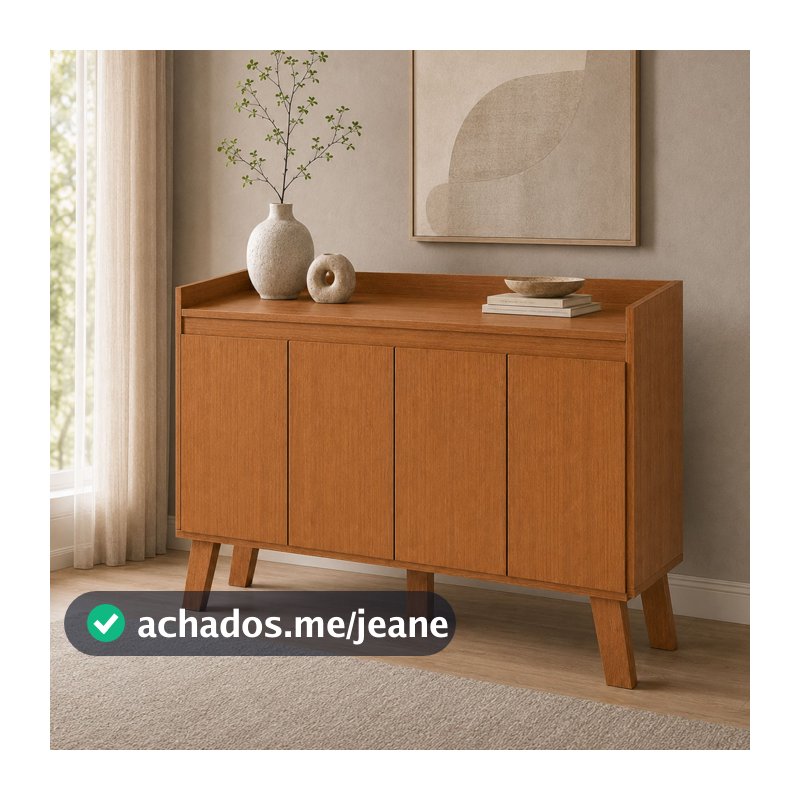 Buffet 4 Portas para Sala Aparador Cantinho do Café Balcão Multiuso com Prateleira Interna MDF