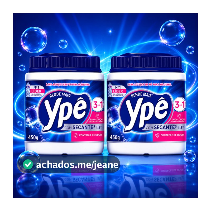 Sabão Detergente Ypê Lava Louça em Pó para Máquina Com Secante Controle de Odor Limpeza Profunda