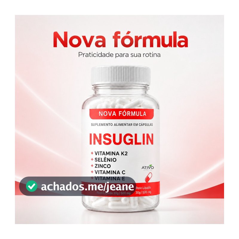 INSUGLIN | Ativo Nutrition - 500mg - 60 Cápsulas - Vitaminas C, E e K2, Zinco e Selênio, Antioxidante e Imunidade