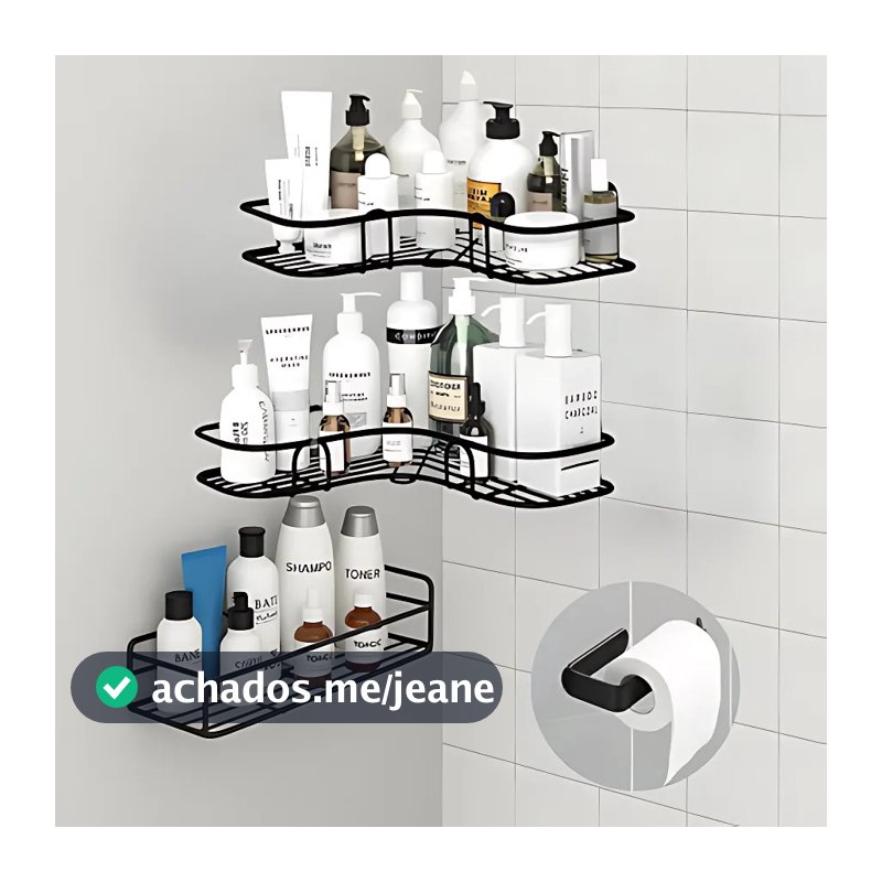 Suportes Suspensos de Banheiro Sem Furo Organizador Shampoo Condicionador Com Suporte de Papel1/2/4