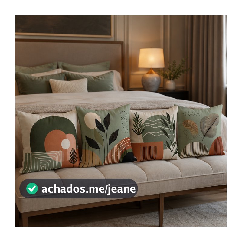 Kit 4 Capas de Almofadas Decorativas de Sala Quarto Escritório 45x45 Cm Estampas Variadas Modernas de Luxo