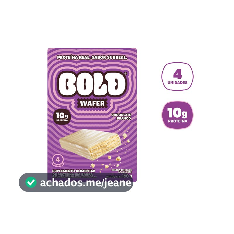 BOLD WAFER CHOCOLATE BRANCO 40G - KIT 4 UND.