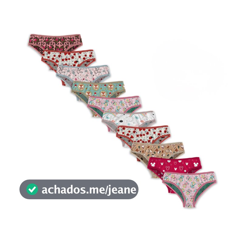 Kit 5, 10 Calcinhas Feminina Infantil Tecido Premium Microfibra Forro Algodão Estampada Confortável