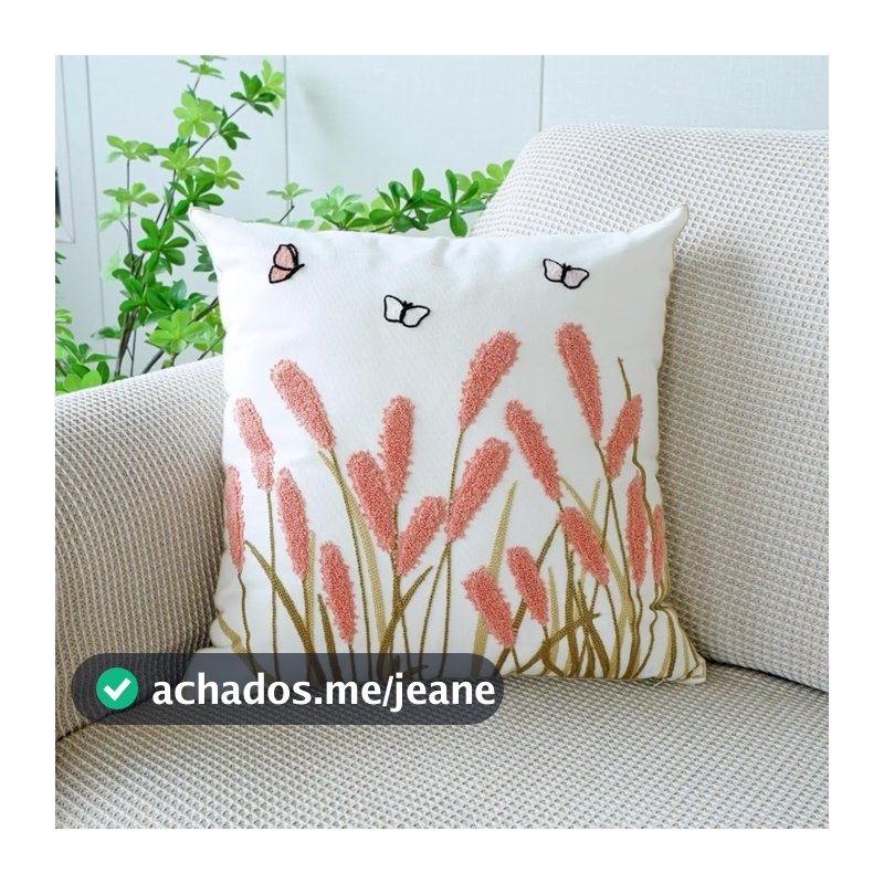 Capa de almofada, capa de almofada bordada de palheta rosa fronhas decorativas macias para sofá