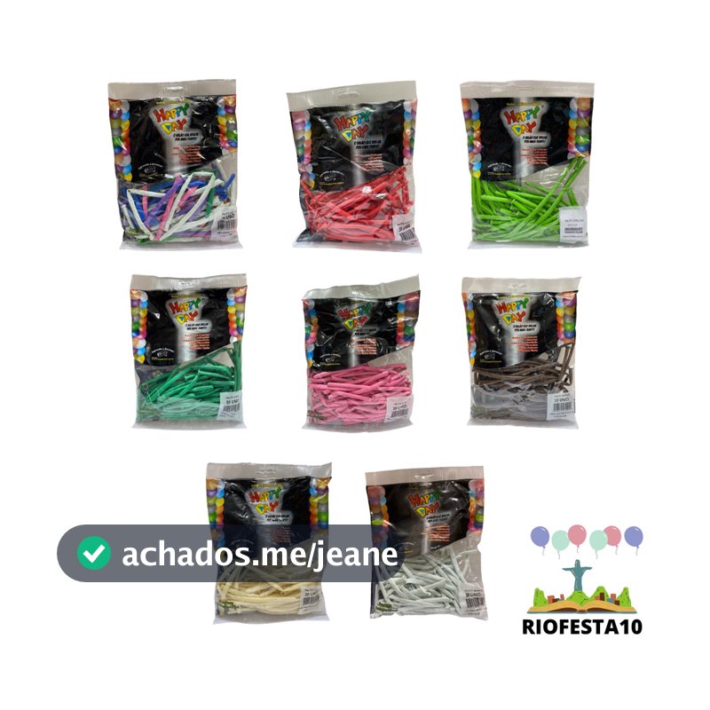 Bexiga Balão Palito Amarração Escultura Happy Day - Escolher Cor e Quantidade no Anúncio