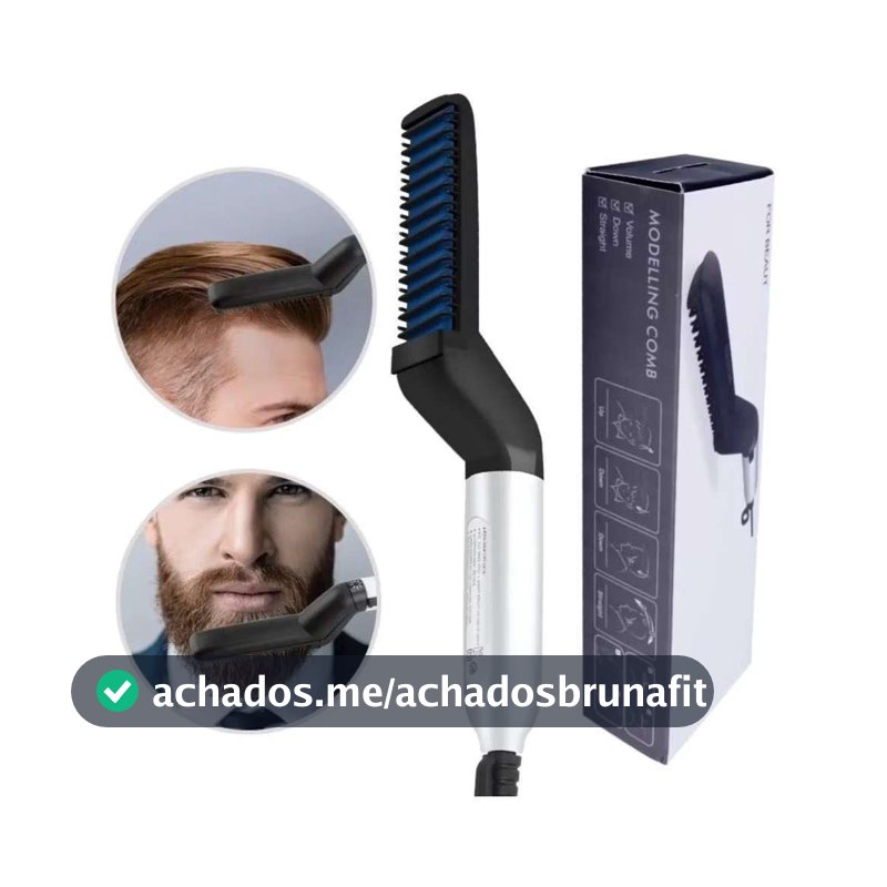 Chapinha modelador Pente Portatil para cabelo e barba masculino Pente Eletrico Escova Alisadora