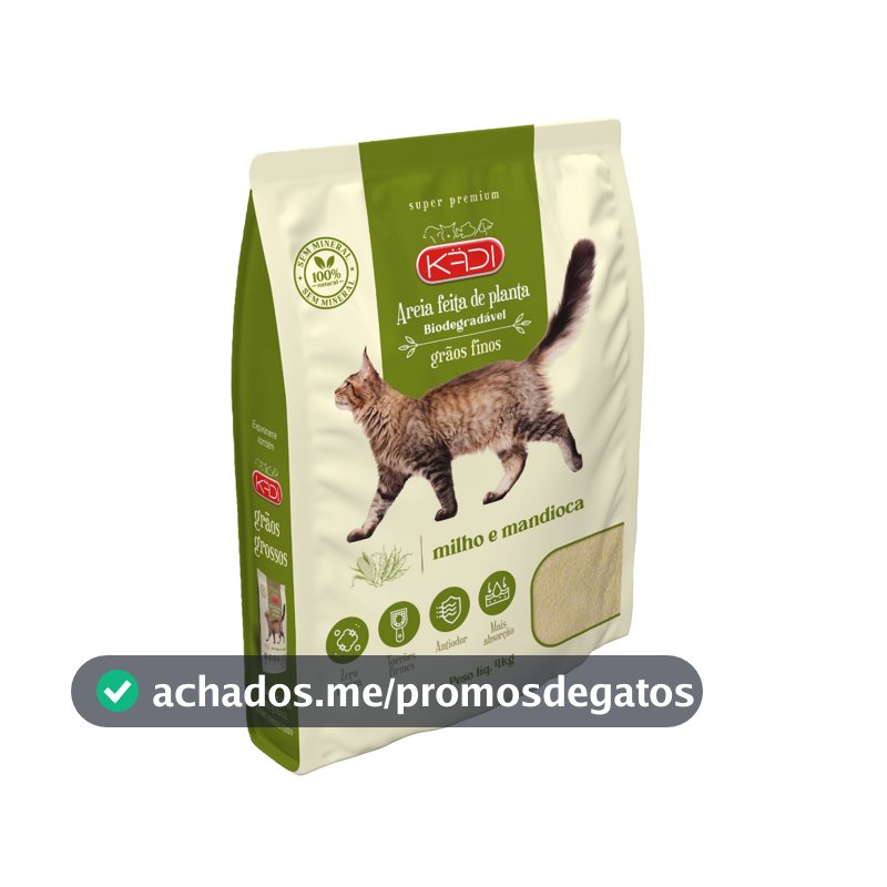 AREIA HIGIÊNICA BIODEGRADÁVEL KADI PARA GATOS GRÃOS FINOS 4KG