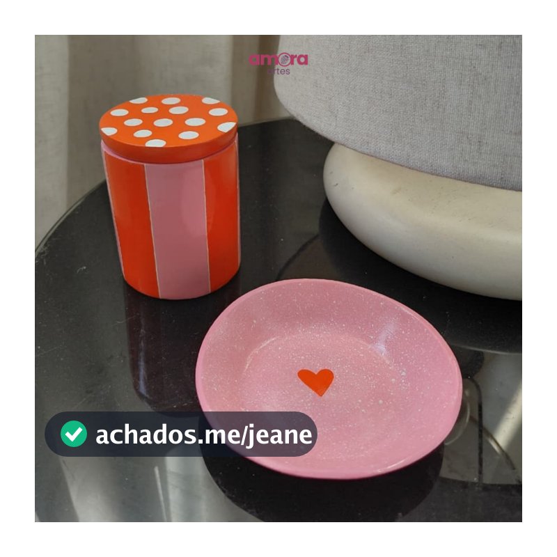 Kit Pote + Pratinho Decorativo Porta Treco/Joia/Chaves de Cerâmica Artesanal