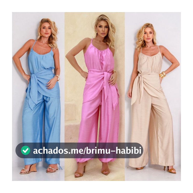 Macacão Feminino Soltinho Pantalona Aladim Jogger com Alças Finas e Lenço Laço Confortável Elegante