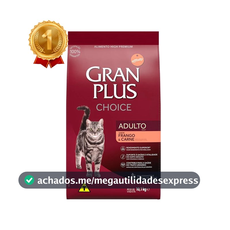 Ração GranPlus Choice Gatos Adultos Frango e Carne 10,1kg