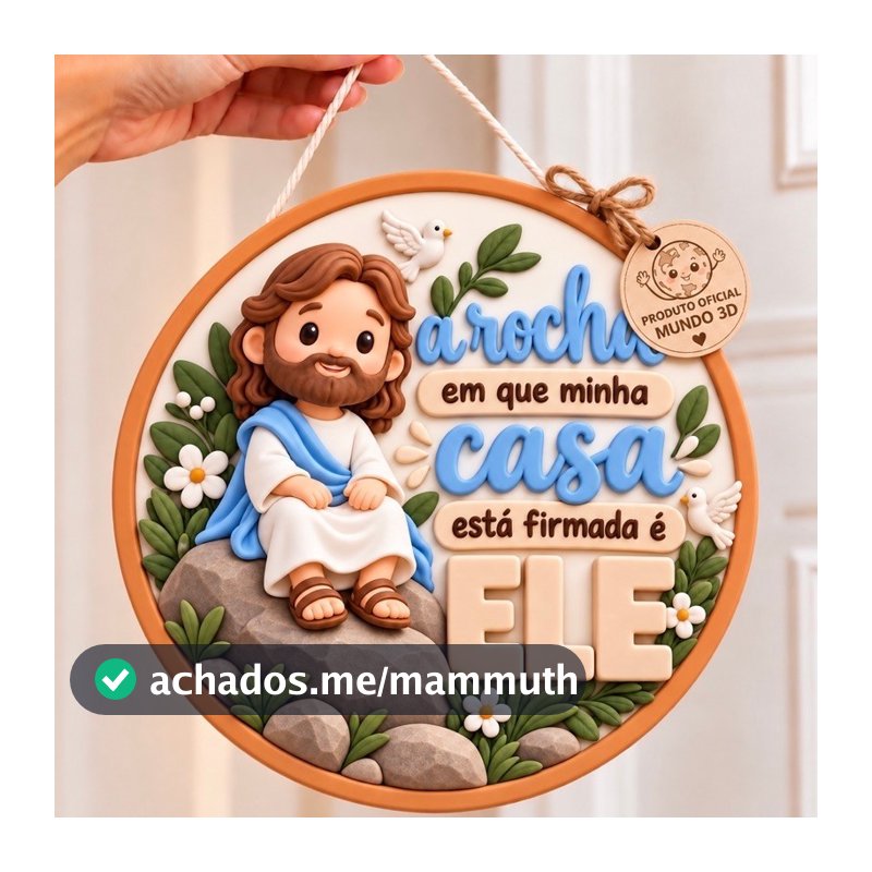 Guirlanda Natal Plaquinha Decorativa MDF Efeito 3D Mini Jesus Decoração de Natal Enfeite de Porta Natalina Ore Confie