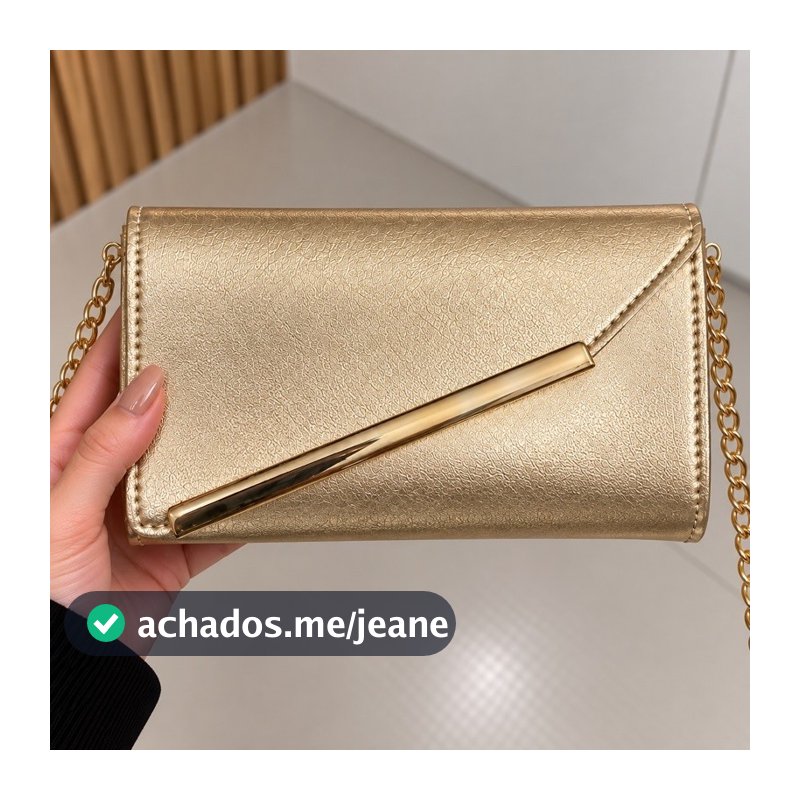 Bolsa Luna Clutch Feminina Elegante com Alça de Corrente Dourada – Festa, Casamento e Eventos