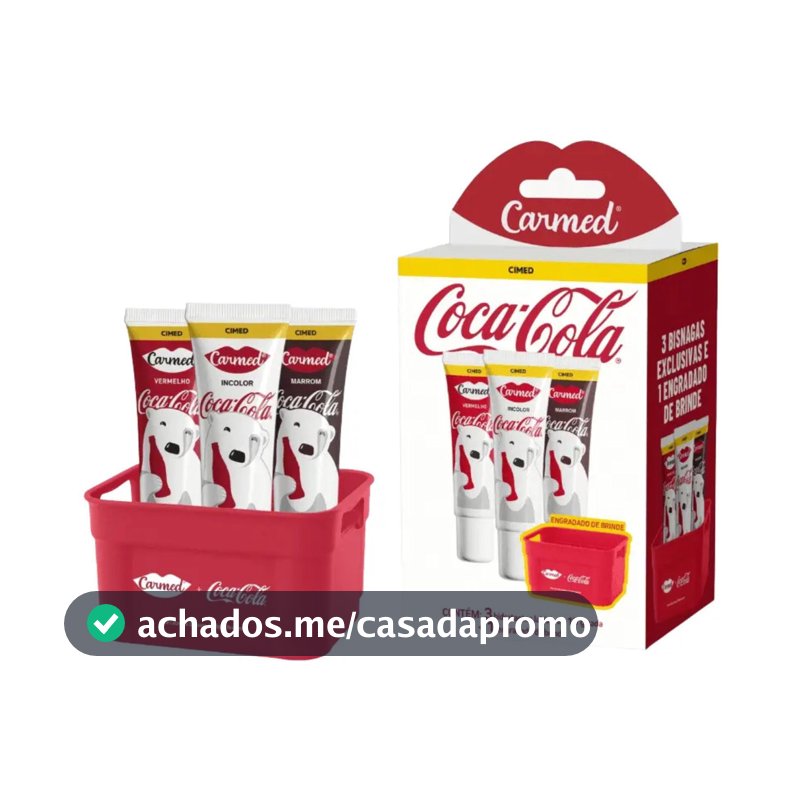 Kit Carmed Coca-Cola 3 Hidratantes Labiais 10g + Engradado