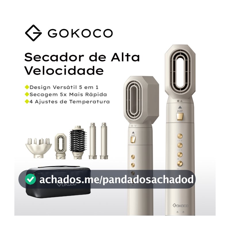 GOKOCO Escova Secadora 5 Em 1 Conjunto De Secador De Cabelo Multifuncional De Alta Velocidade Dupla voltagem 110V-240V
