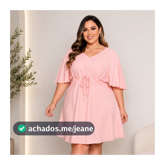 Vestido Plus Size Feminino Estampado Soltinho Manga Flare Decote Redondo Casual Verão