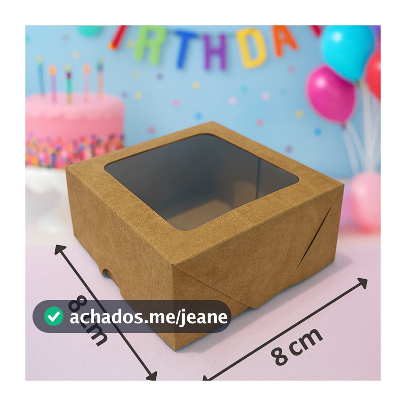 Caixa Visor 40 unid 8x8x4 Lembrancinhas, Doces, Sabonetes kraft- Embalagem com 40 unidades