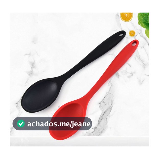 27cm Colher De Silicone Preta Utensílio De Cozinha