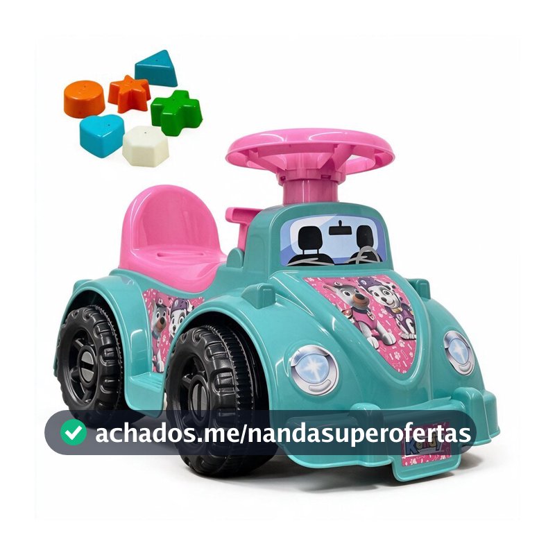 Andador Menina Tiffany - Motoca Totoka Ketokinha De Primeiros Passos - C/ 6 Peças Geométricas Didáticas, Buzina