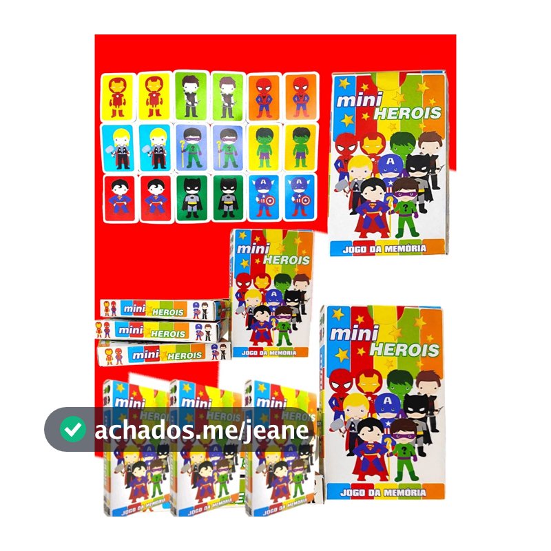 Kit 20 Jogo Da Memoria Mini Herois Infantil P/ Kit Festa Aniversario Lembrancinha Quermesse novo