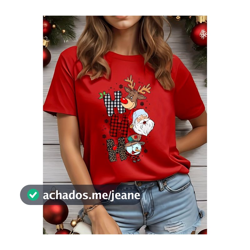 T-shirt de Natal Feminina Roupas de Natal, T-shirt de Natal para Mulheres t-shirt de Natal