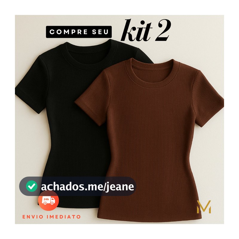 Kit 2 Blusa Feminina Estilosa Ribana Canelado Casual Tendência Verão