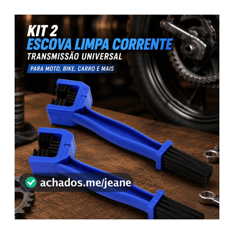 Kit 2/1 Escova Limpa Corrente Transmissão Universal Moto Acessório Limpeza Casa Moto Carro Bike