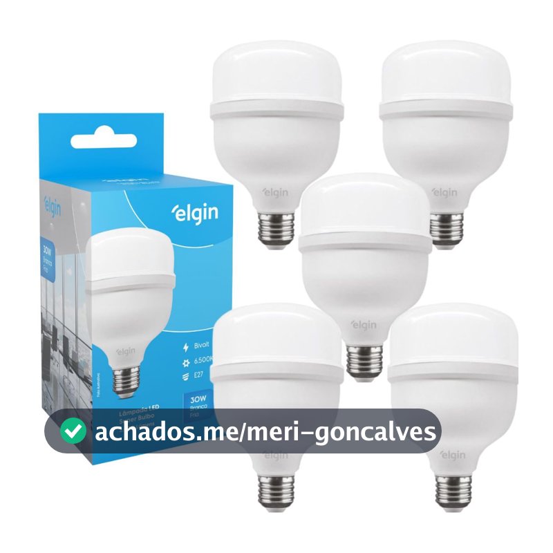 Kit 5 Lâmpadas Super Bulbo Alta Potência Led 30w 6500k - Elgin