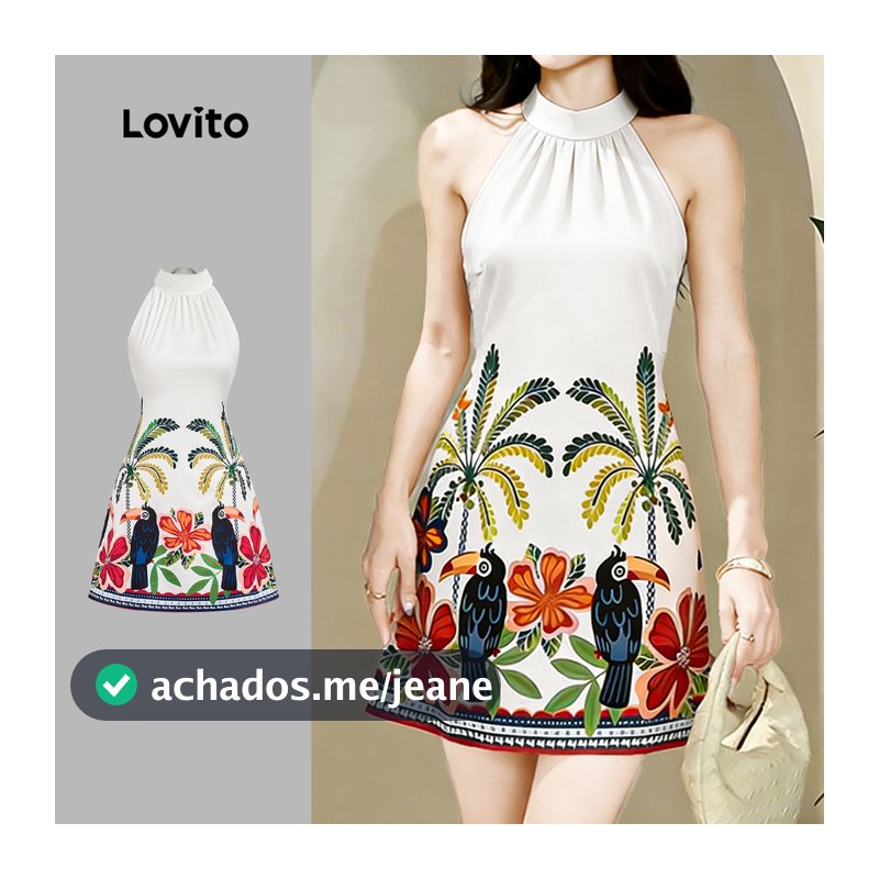 Lovito Vestido Boho com Laço Estilo Resort Vestido Primavera/verão para mulheres L183AD194